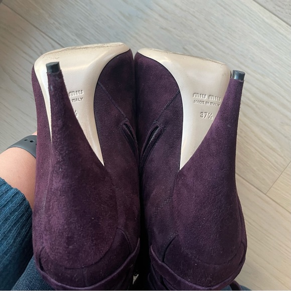 Rare find Miu Miu Suede Stiletto Bootie 7.5 dark purple - Picture 8 of 15